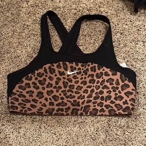 Nike Women's Leopard Sports Bra - Black and Brown